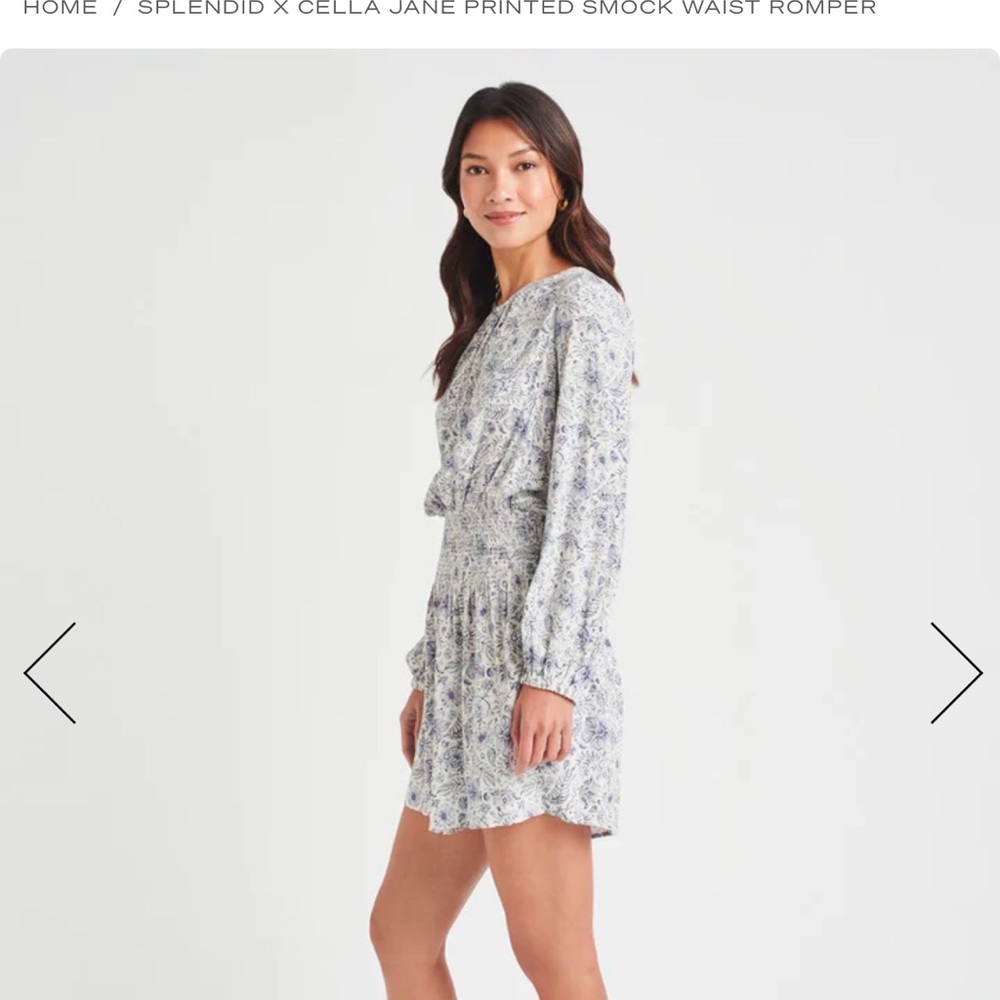 Splendid x Cella Jane Printed Smock Waist Romper - Picture 3 of 11
